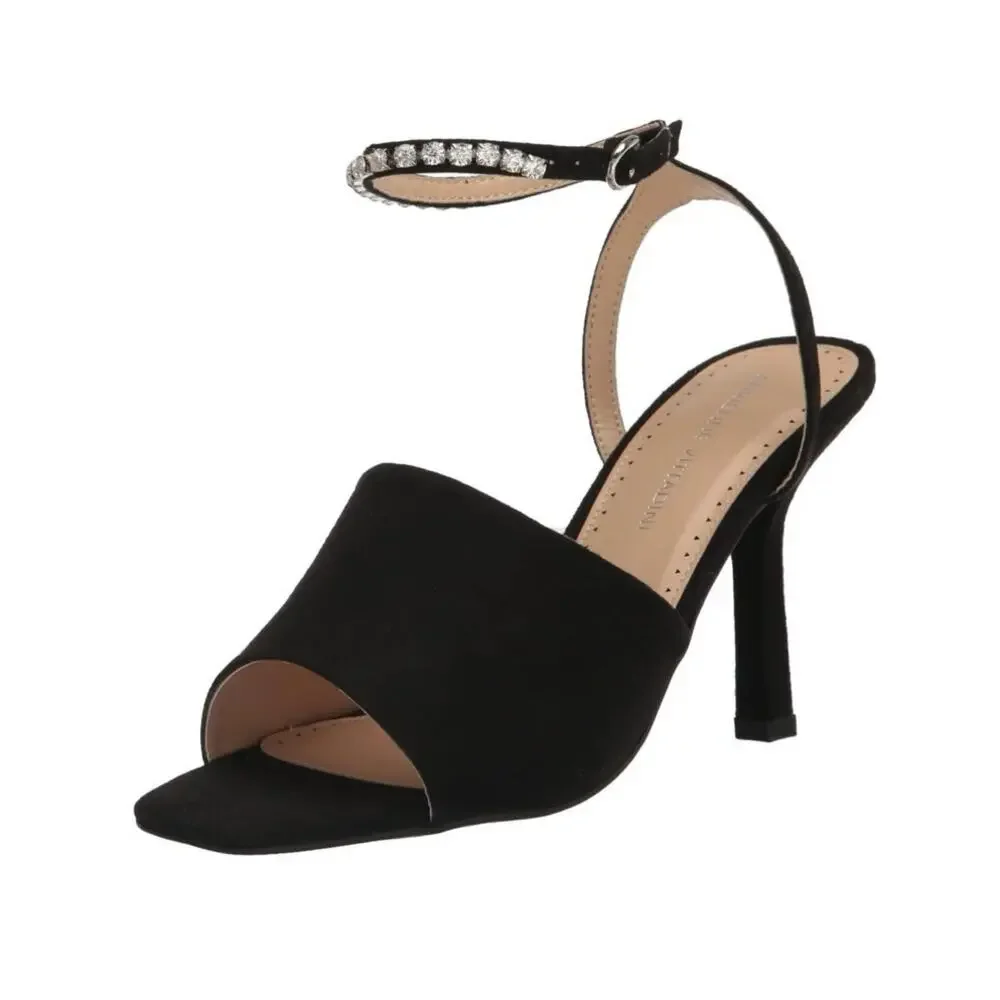 Adrienne Vittadini Ginnie rhinestone ankle accented black heels size 6
